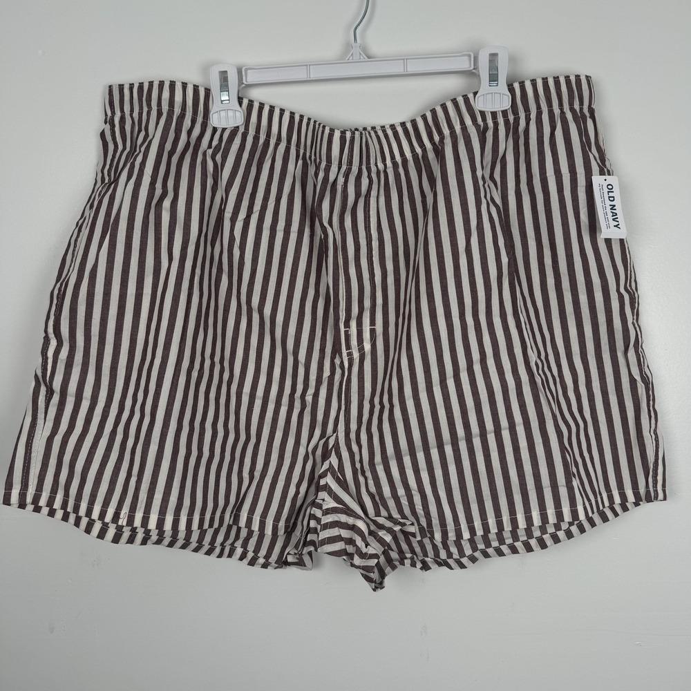 Old Navy Boxer Shorts Womens 3XL (44 Waist) Brown White Striped Lounge Pajama